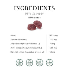 NEW NORDIC etiqueta con ingredientes mostrando biotina y extracto de manzana