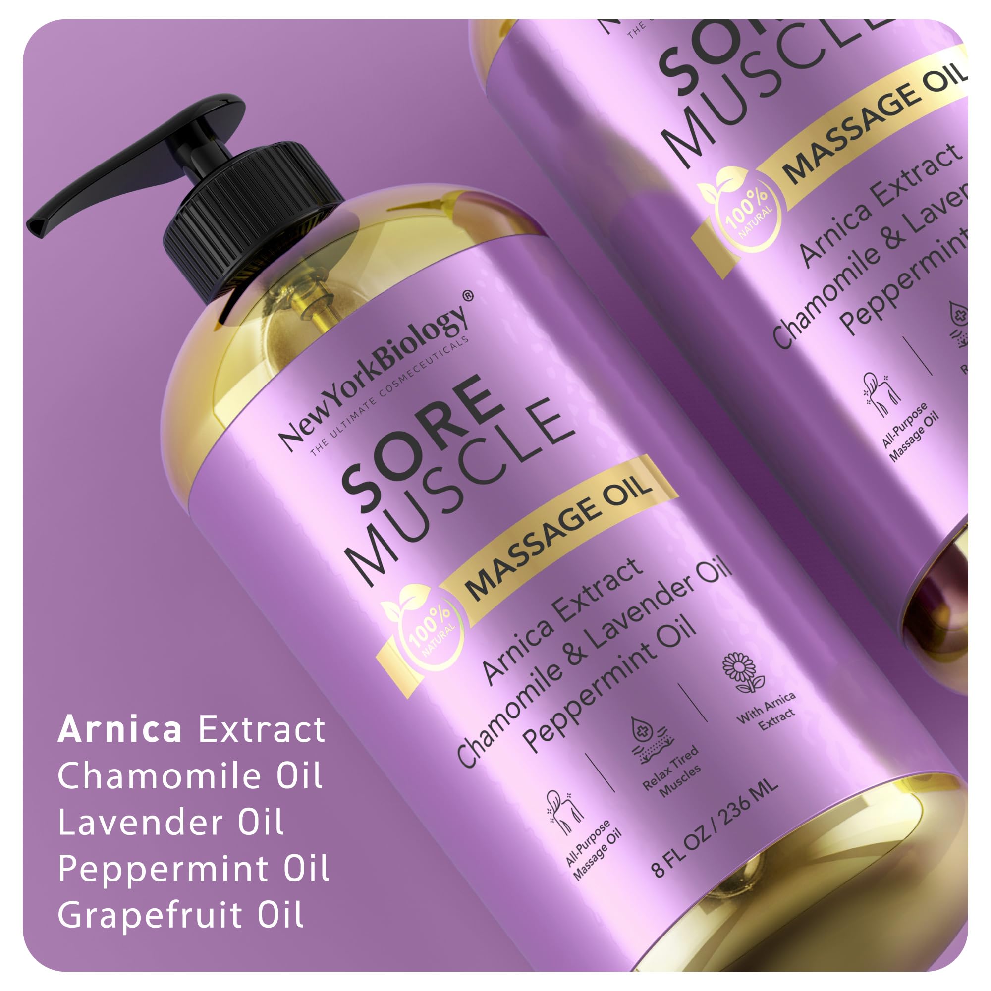 New York Biology aceite en manos demostrando buen deslizamiento y absorción