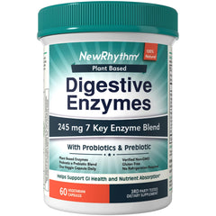 NewRhythm envase frontal mostrando 60 cápsulas y beneficios digestivos