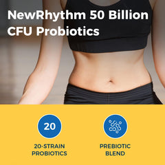 NewRhythm Probiotics, cápsulas vegetales, opción apta para dietas basadas en plantas.