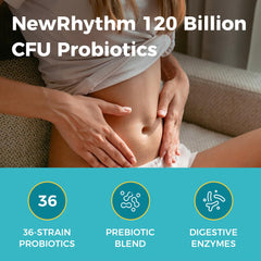 NewRhythm Probiotics prebiótico 150 mg para nutrición intestinal y salud digestiva.