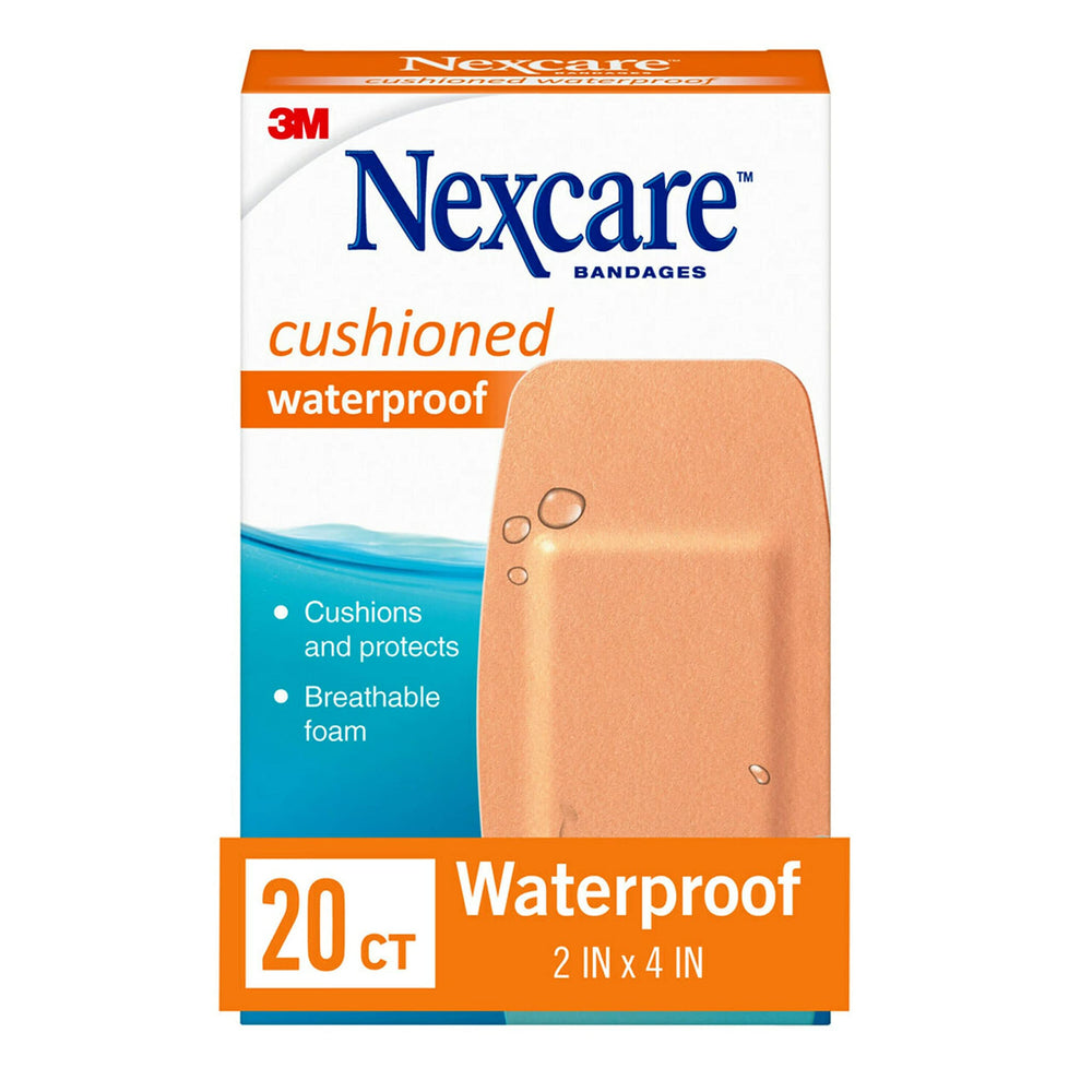 Nexcare frente del empaque mostrando 20 unidades y beneficios