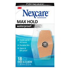 Nexcare empaque frontal mostrando 18 vendajes y protección duradera