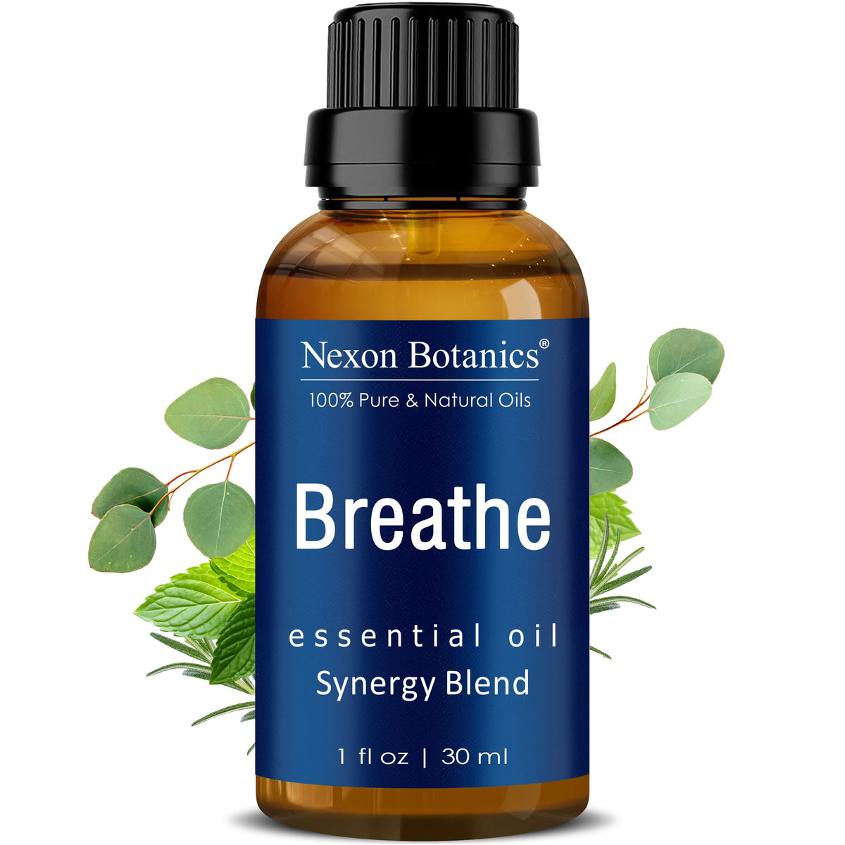 Nexon Botanics frasco Breathe 30 ml vista frontal con beneficio aromatizante