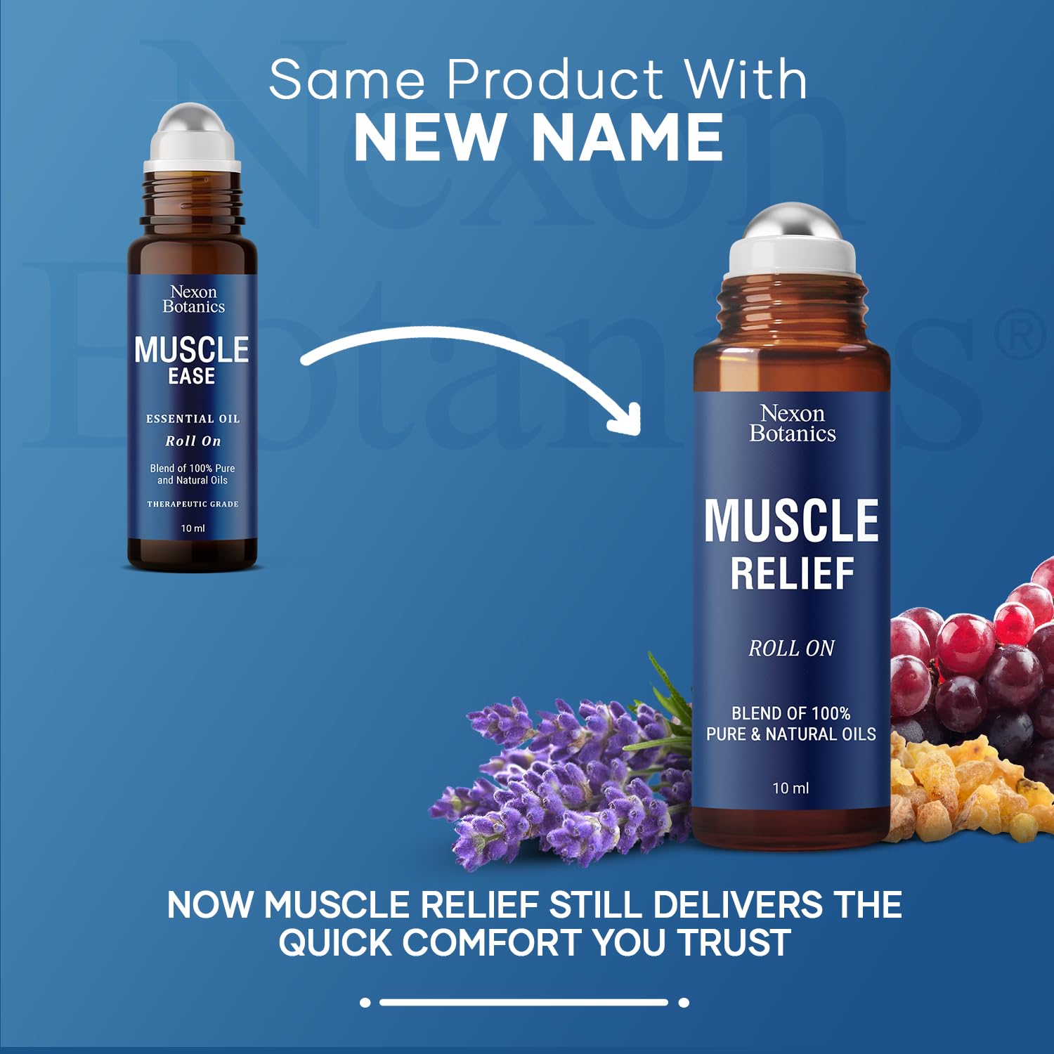 Nexon Botanics frascos de aceites esenciales que indican pureza y aroma