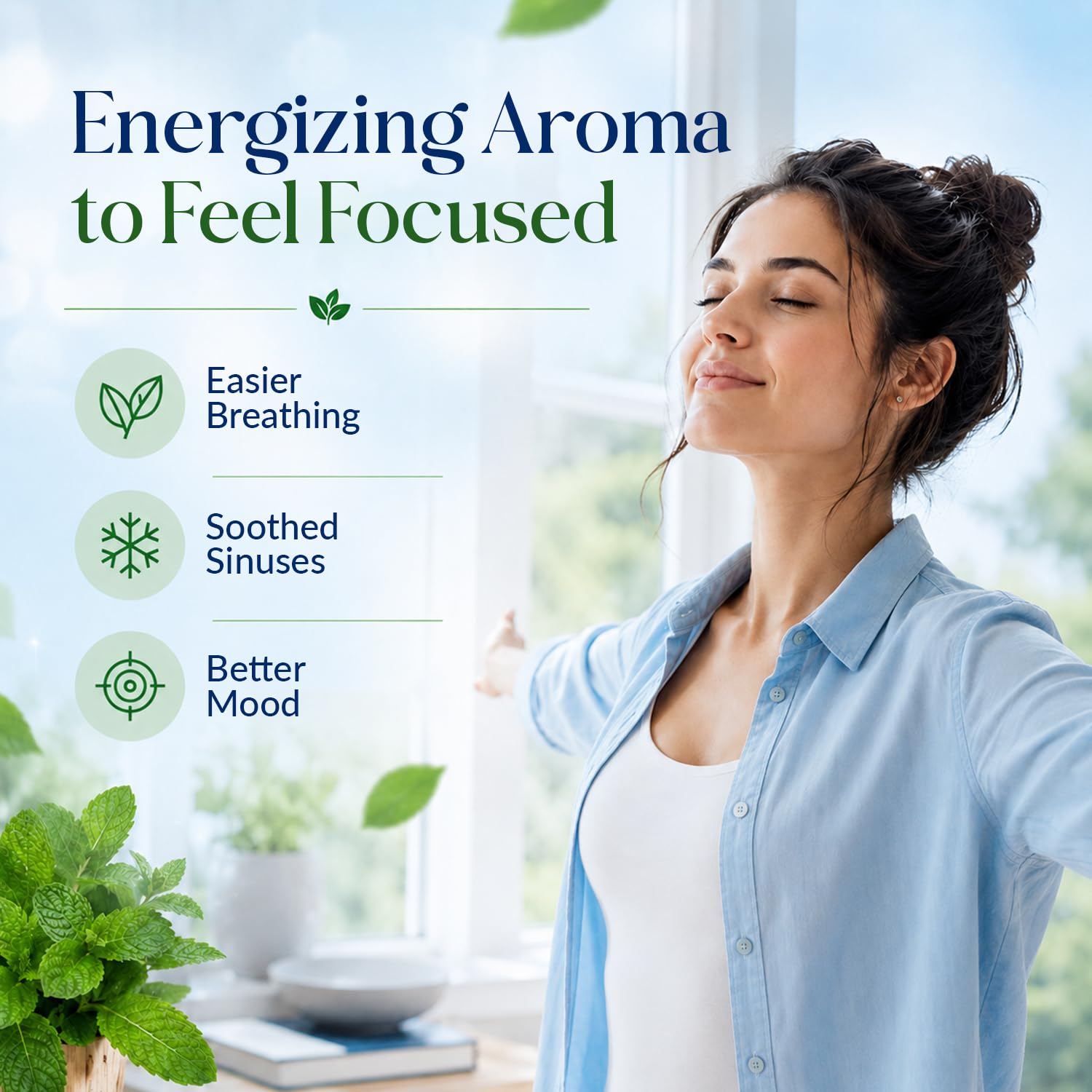 Nexon Botanics difusor en sala usando aceite para ambiente fresco y energizante