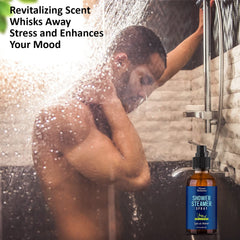 Nexon Botanics spray en uso dentro de ducha para experiencia aromática inmediata