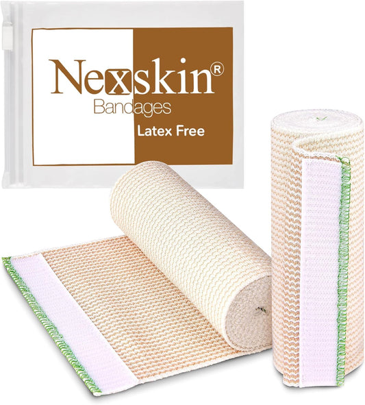 NexSkin frente del empaque mostrando pack de dos y ancho 6 pulgadas, comodidad inmediata