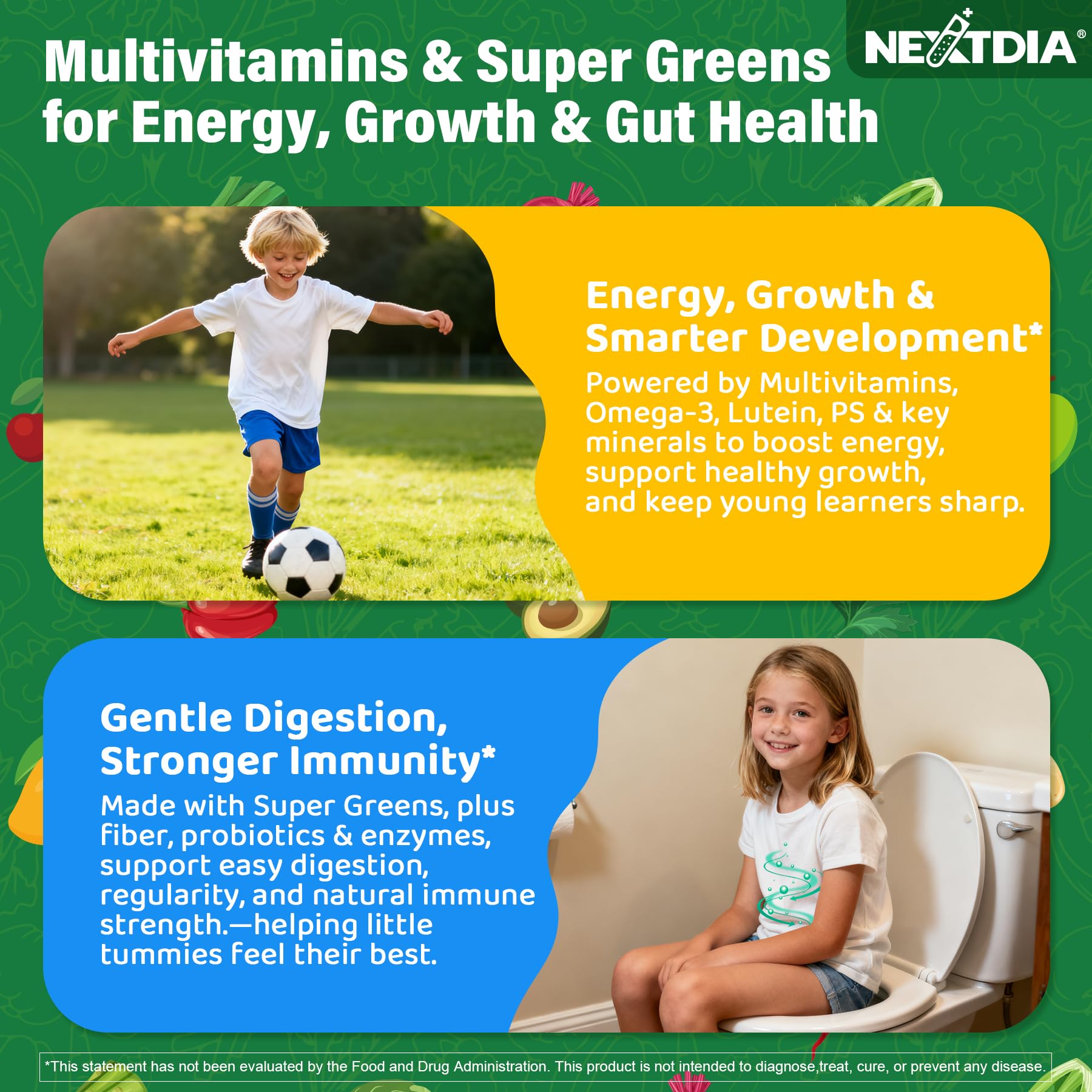 Nextdia etiqueta de ingredientes listando vitaminas y probióticos