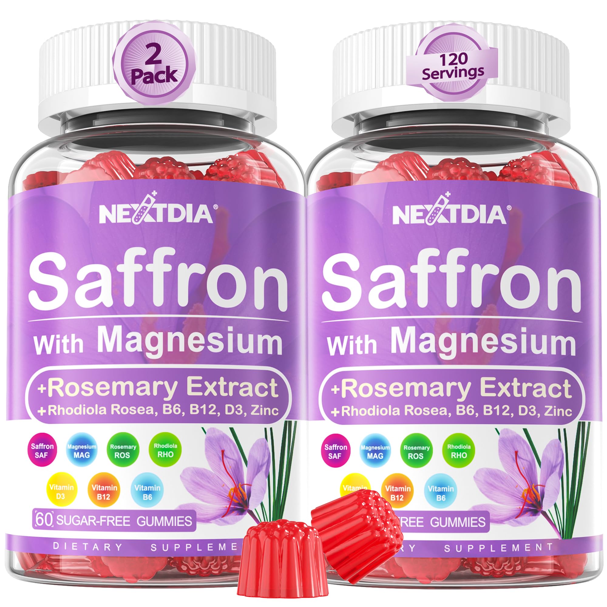 Nextdia envase frontal Happy Saffron mostrando etiqueta y beneficio del producto