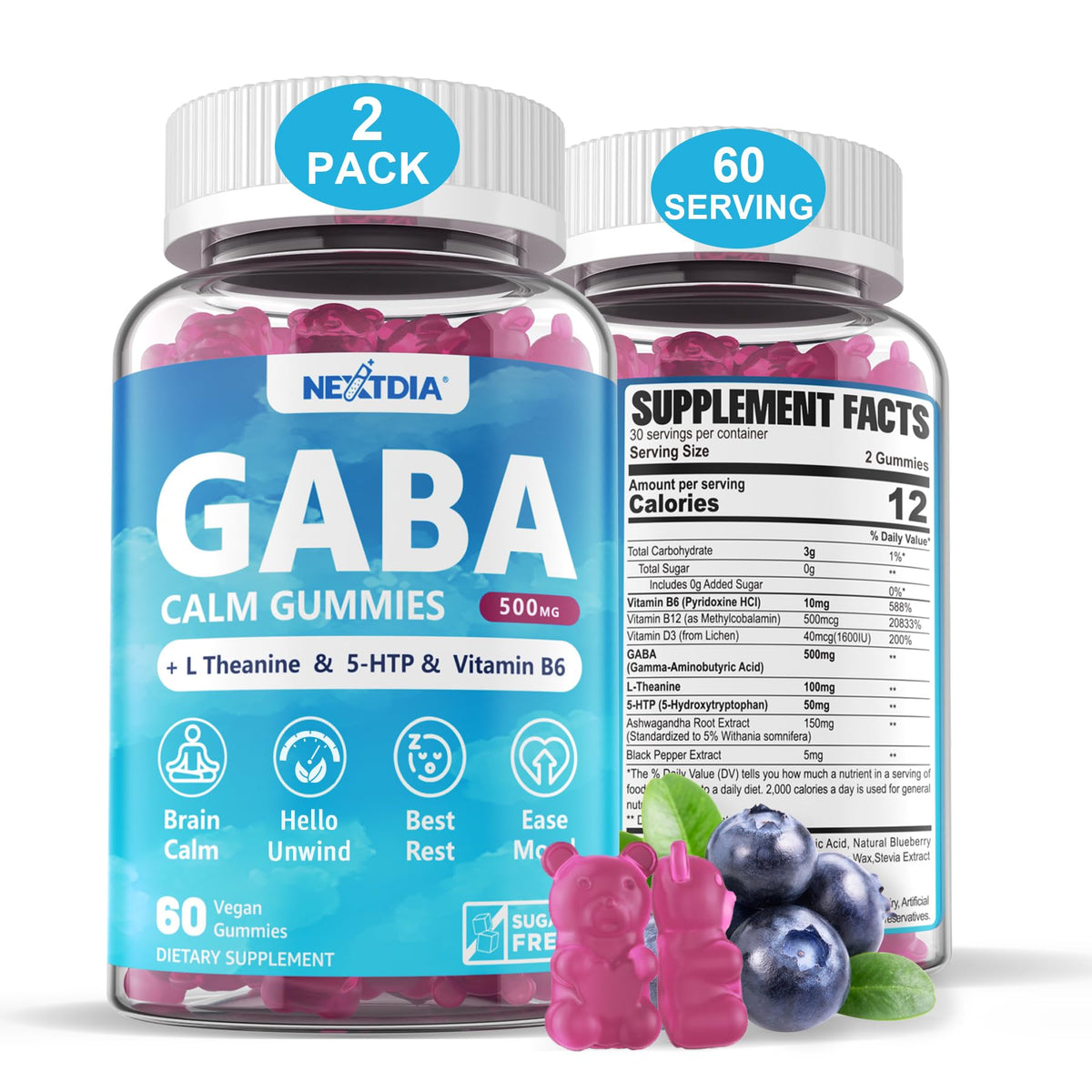 Nextdia gomitas GABA vista frontal del envase que inspira confianza