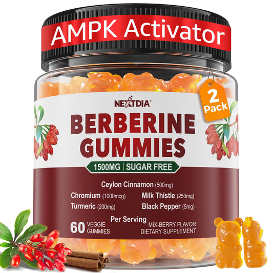 Nextdia empaque frontal mostrando gomitas y beneficios metabólicos