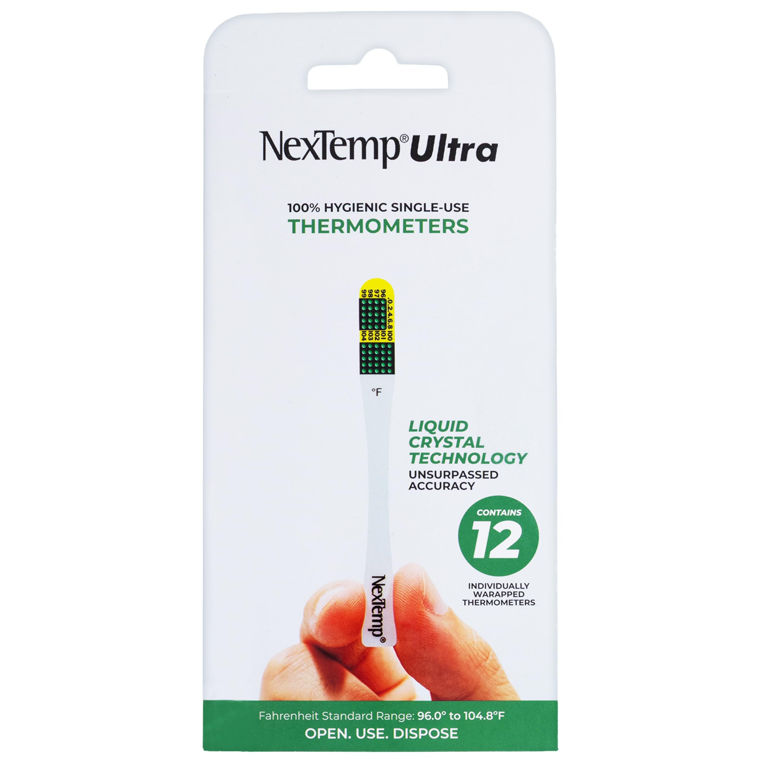 NEXTEMP empaque frontal del paquete de 12 con lectura rápida y sin pilas