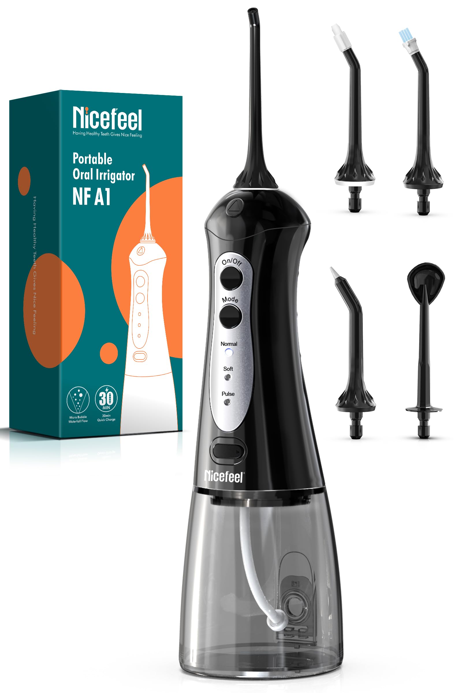 Nicefeel irrigador vista frontal con diseño compacto y control fácil