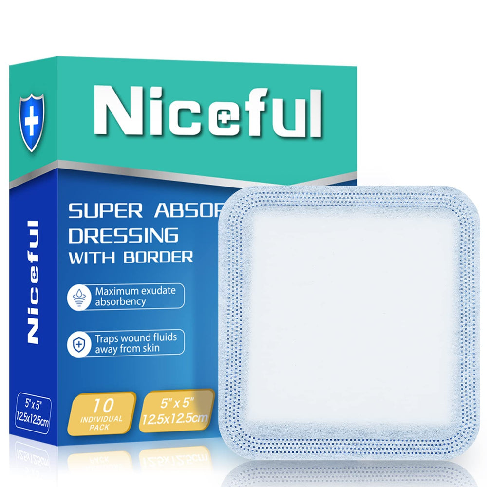 Niceful empaque frontal mostrando apósitos estériles para protección rápida