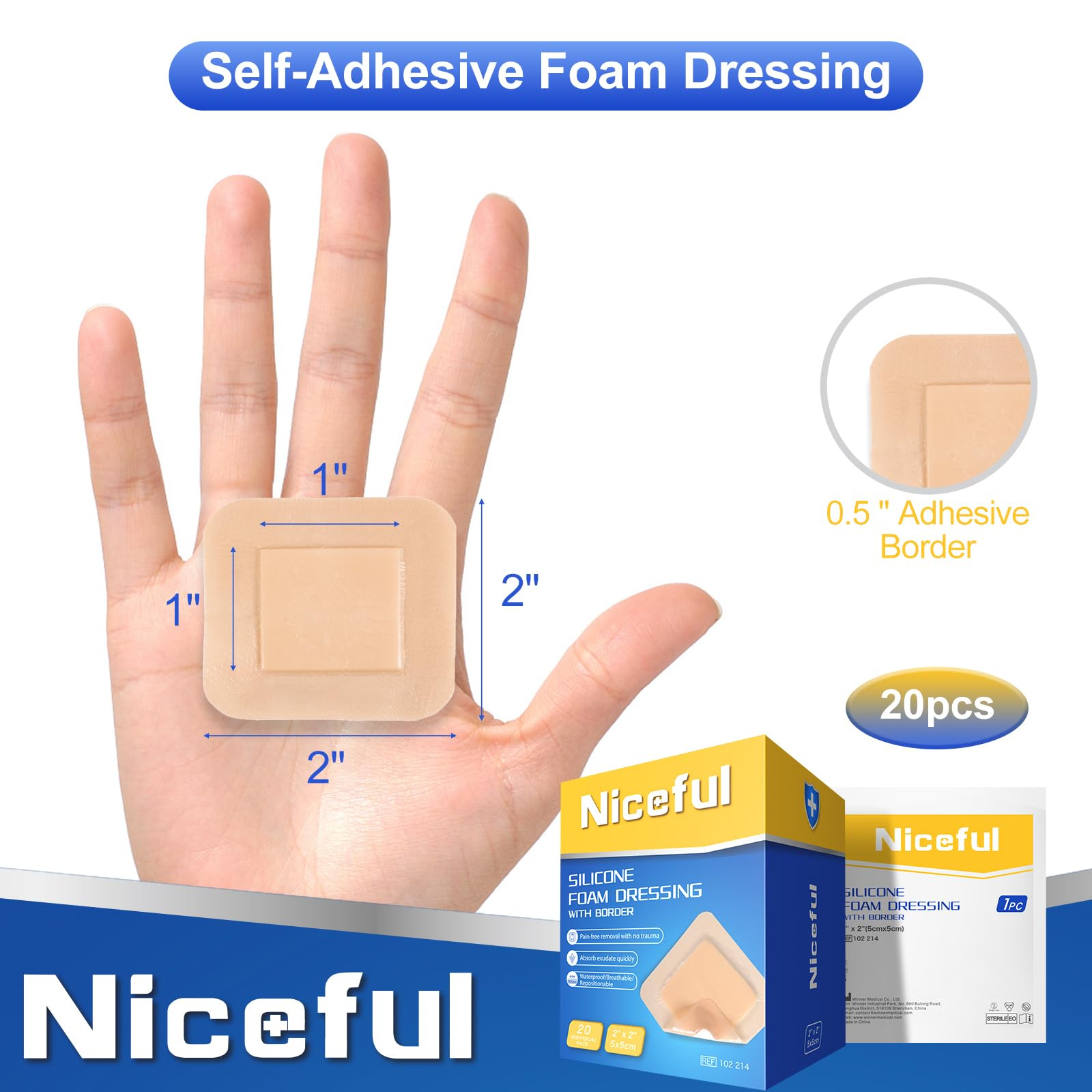 Detalle de la capa de silicona Niceful que proporciona adhesión suave y sin dolor