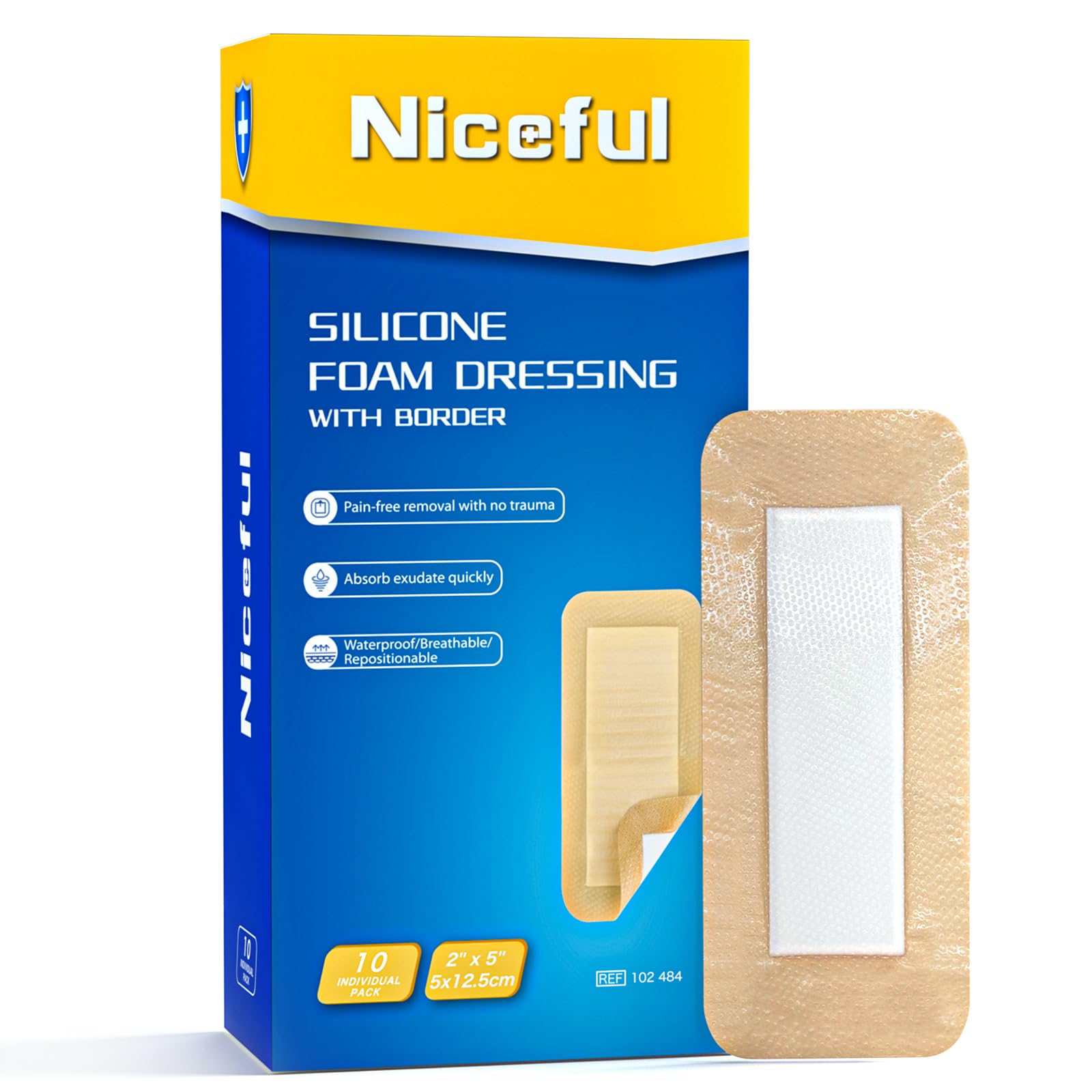 Niceful empaque frontal mostrando 10 unidades y especificaciones beneficiosas