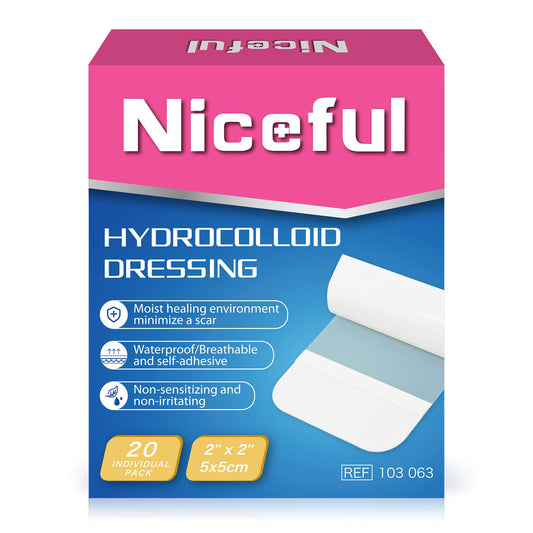 Niceful empaque frontal mostrando 20 parches y beneficio de protección