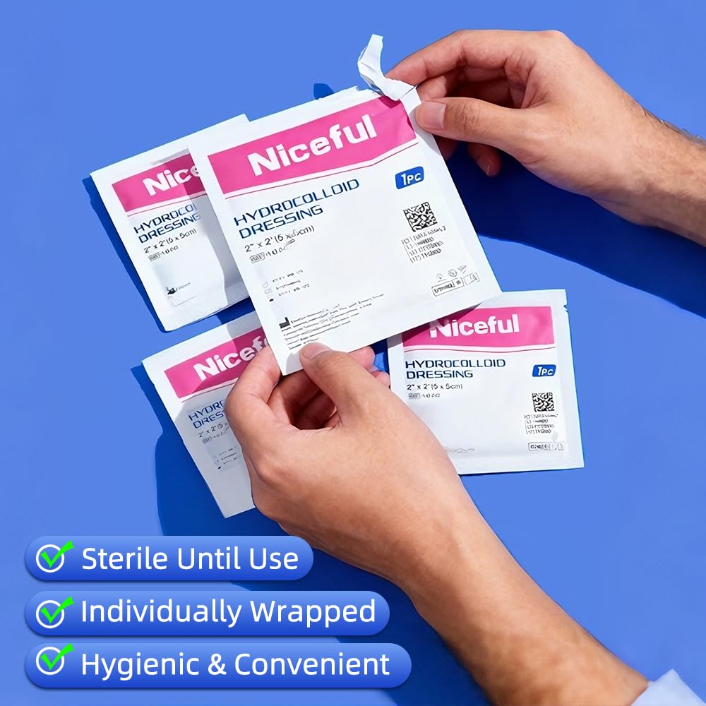 Niceful parche en mano para comparar tamaño y comprobar facilidad de uso