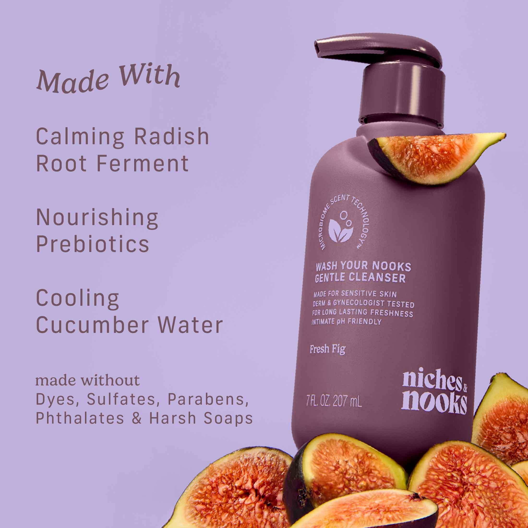 Niches & Nooks ingredientes naturales con pepino y prebióticos calmantes