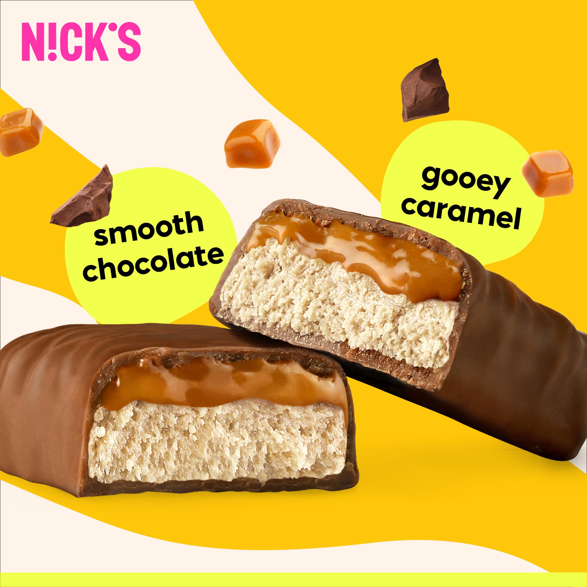N!CK'S primer plano de caramelo pegajoso que sugiere indulgencia
