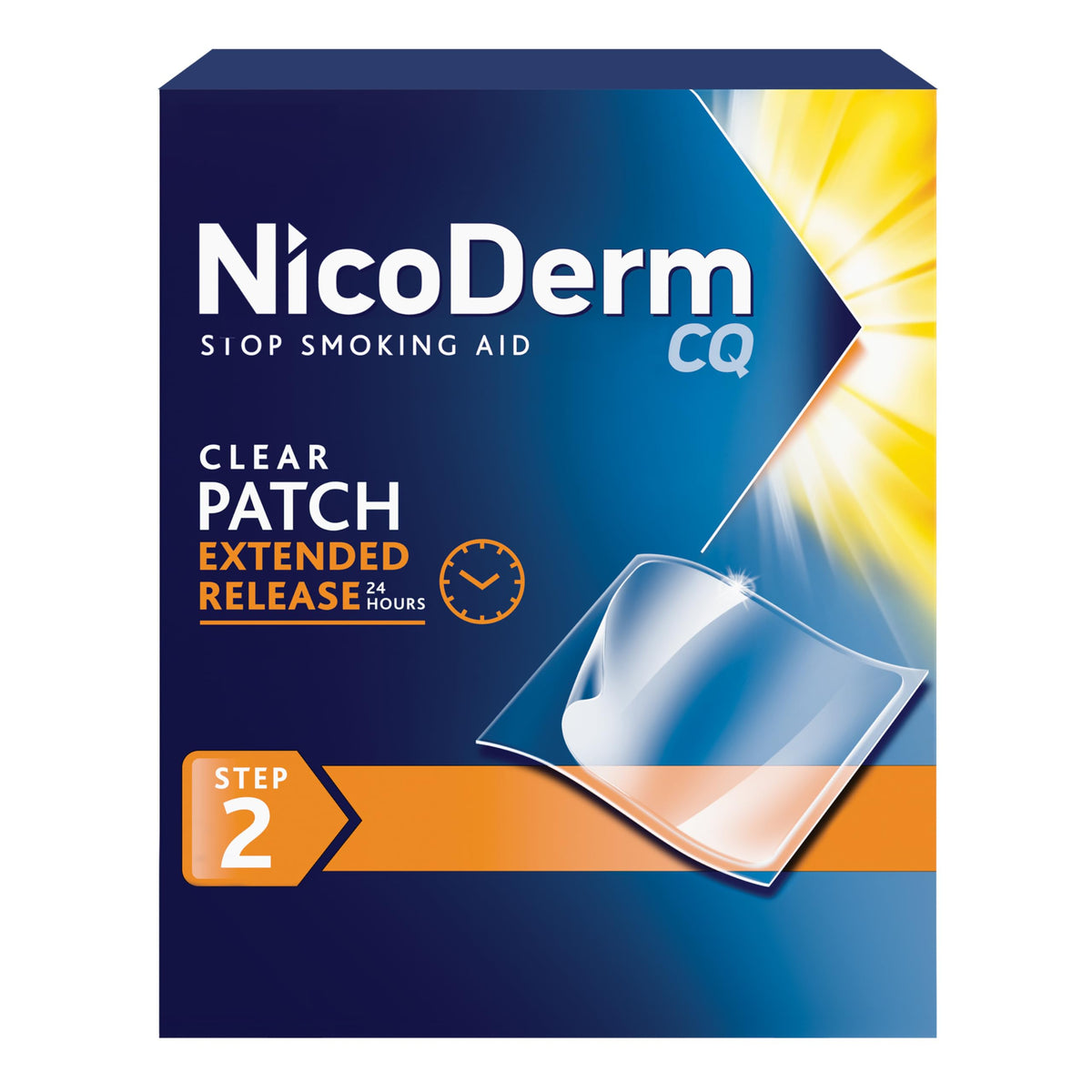 NicoDerm empaque frontal mostrando 21 parches y programa de apoyo