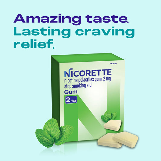 Nicorette caja abierta con 170 chicles vista interna para planificación