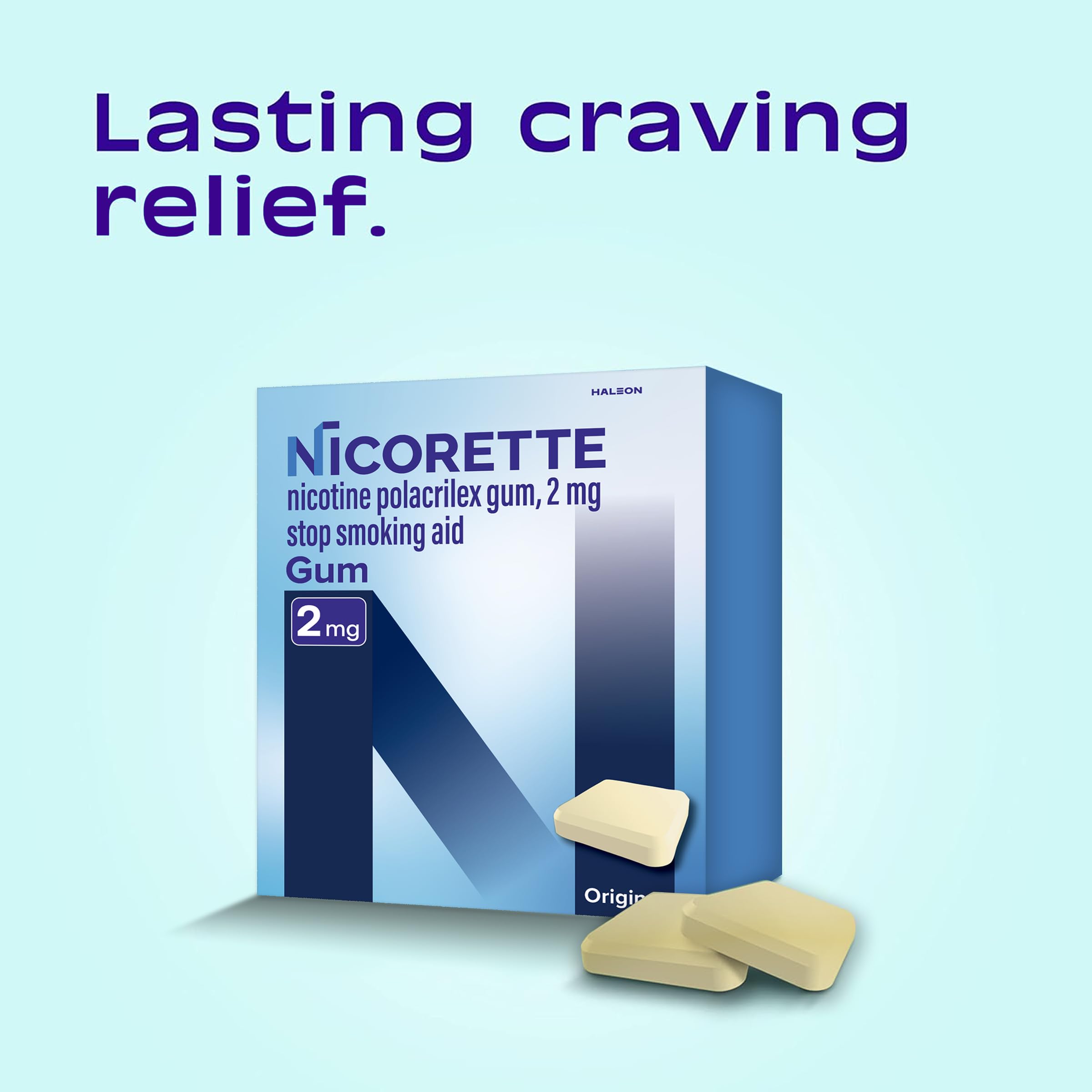 Nicorette caja abierta mostrando los chicles y su almacenamiento conveniente