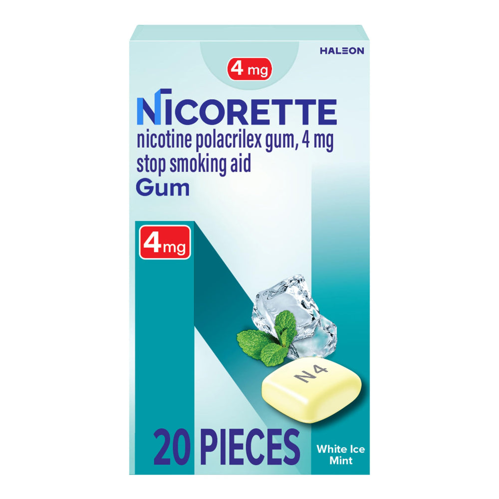 Nicorette envase frontal mostrando 20 unidades y conveniencia