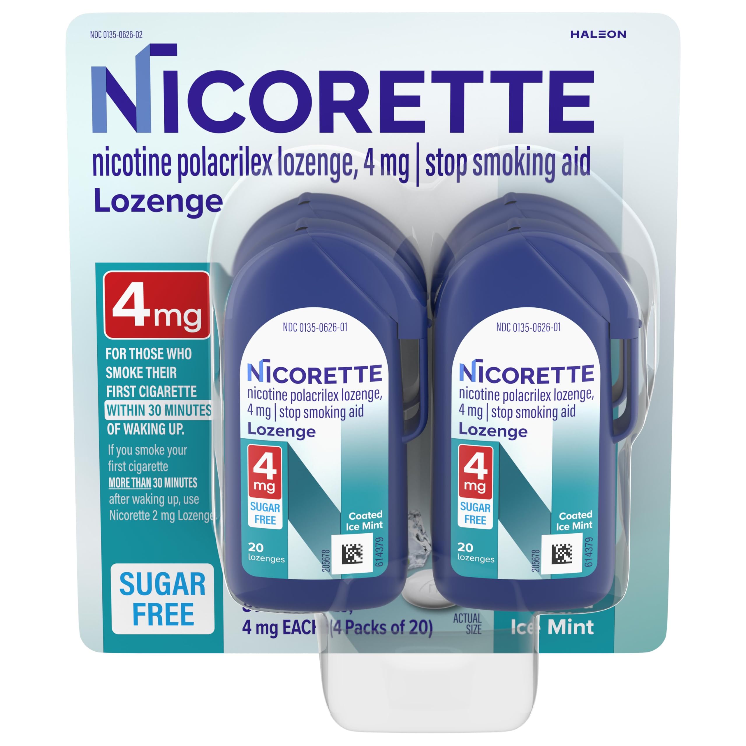 Nicorette frontal del envase mostrando la marca y beneficio de control de antojos
