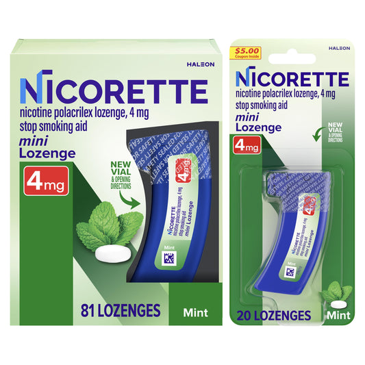 Nicorette envase frontal mostrando 101 pastillas y conveniencia