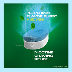 Nicorette primer plano de pastilla mostrando doble capa y liberación rápida