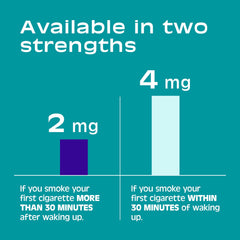 Nicorette junto a una moneda para comparar tamaño y portabilidad