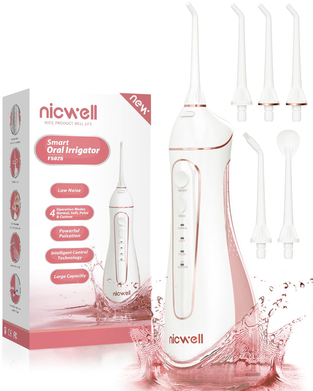 Nicwell frontal del dispositivo mostrando controles y ergonomía para manejo cómodo