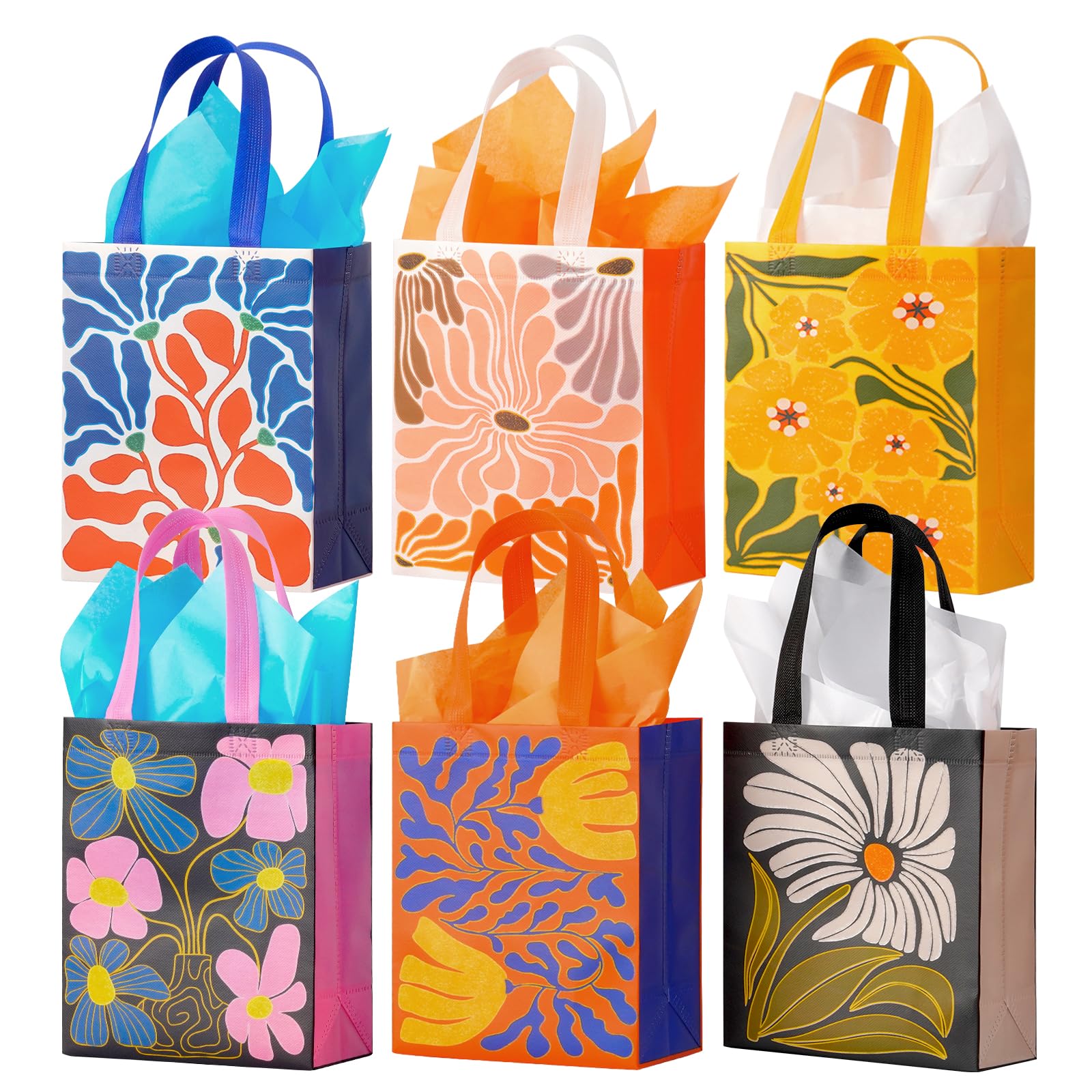 Nihuecne vista frontal del pack de 6 bolsas florales muestra variedad y presentación