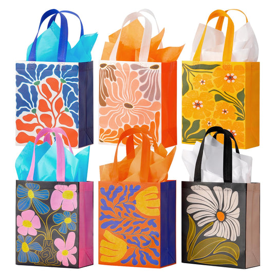 Nihuecne vista frontal del pack de 6 bolsas florales muestra variedad y presentación