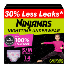 Ninjamas paquete frontal mostrando diseño y cantidad, comodidad nocturna
