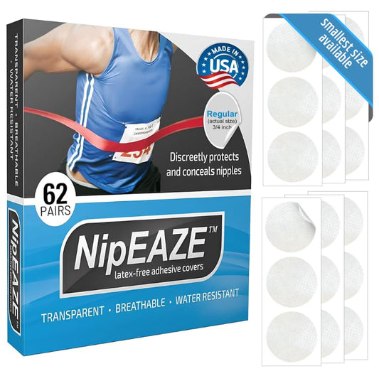 NipEaze empaque frontal mostrando 62 pares y beneficio de protección duradera