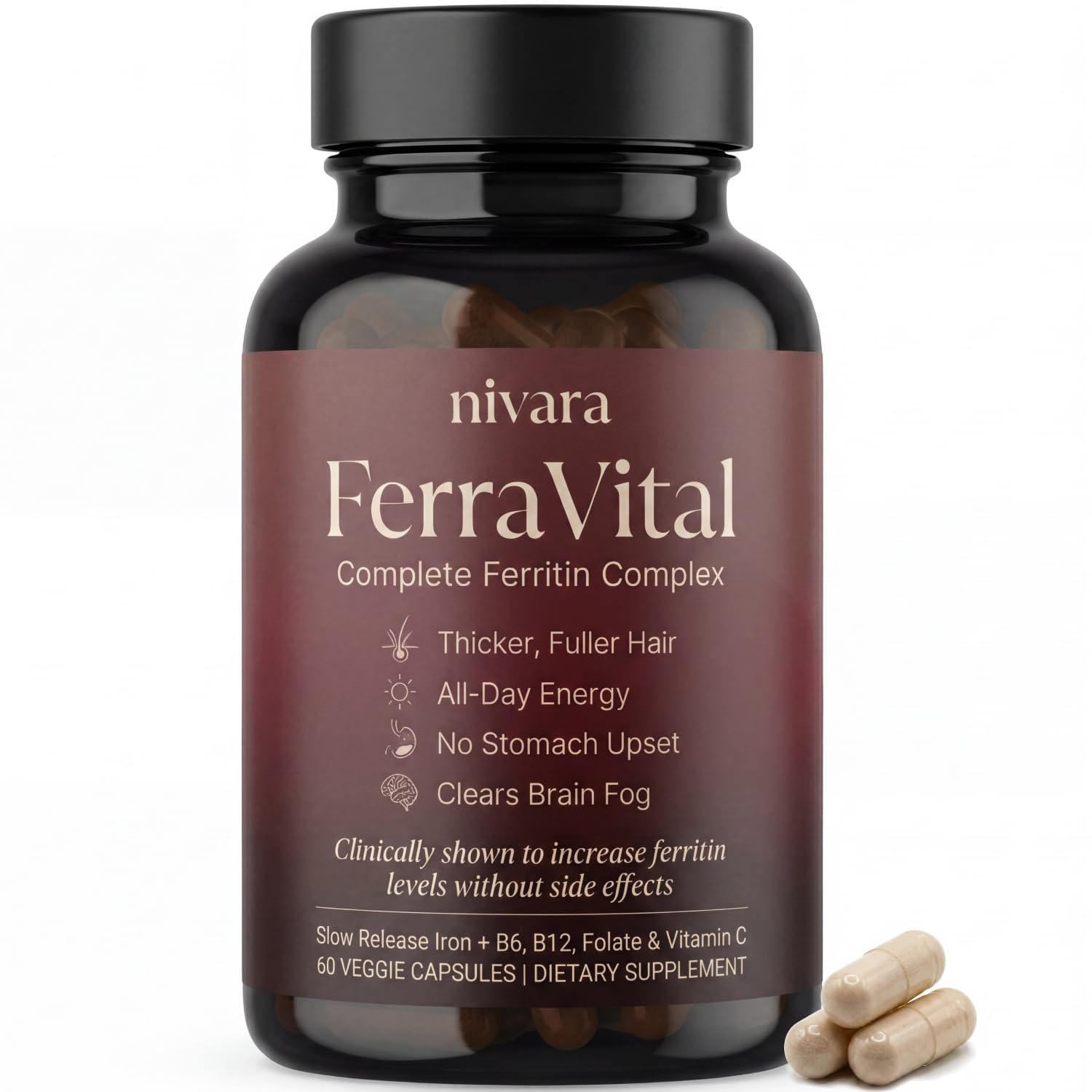 Nivara frasco frontal mostrando etiqueta y beneficios claros