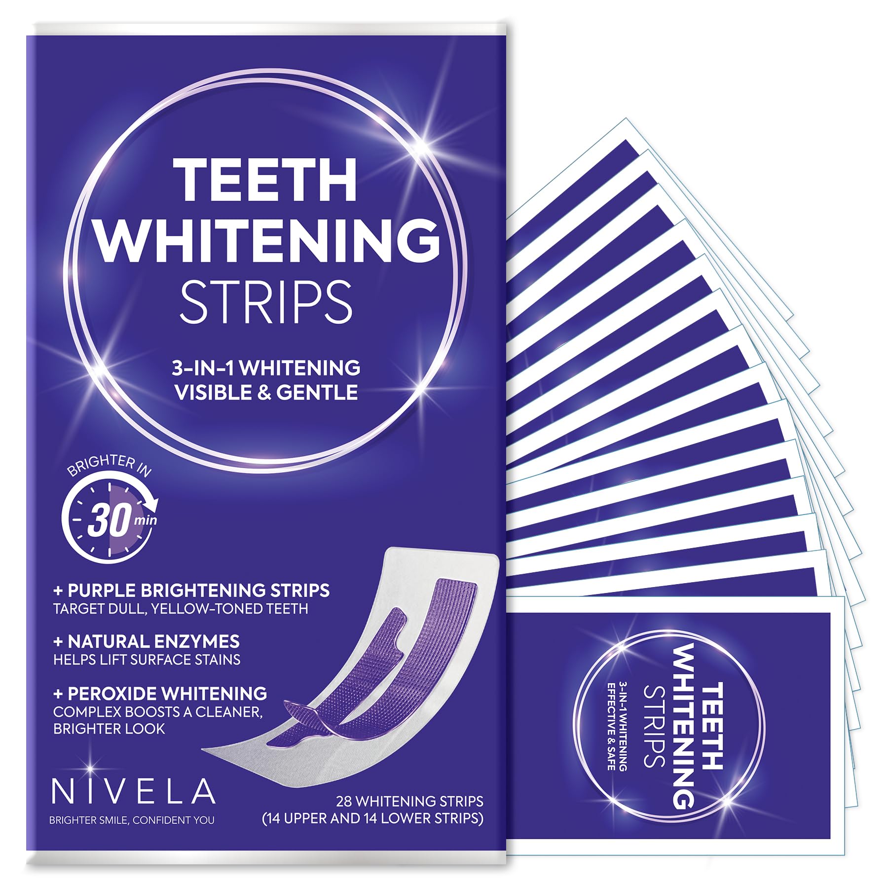 NIVELA empaque frontal mostrando 14 tratamientos y beneficios visibles