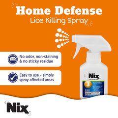 Nix spray en uso sobre cama para eliminar piojos y chinches