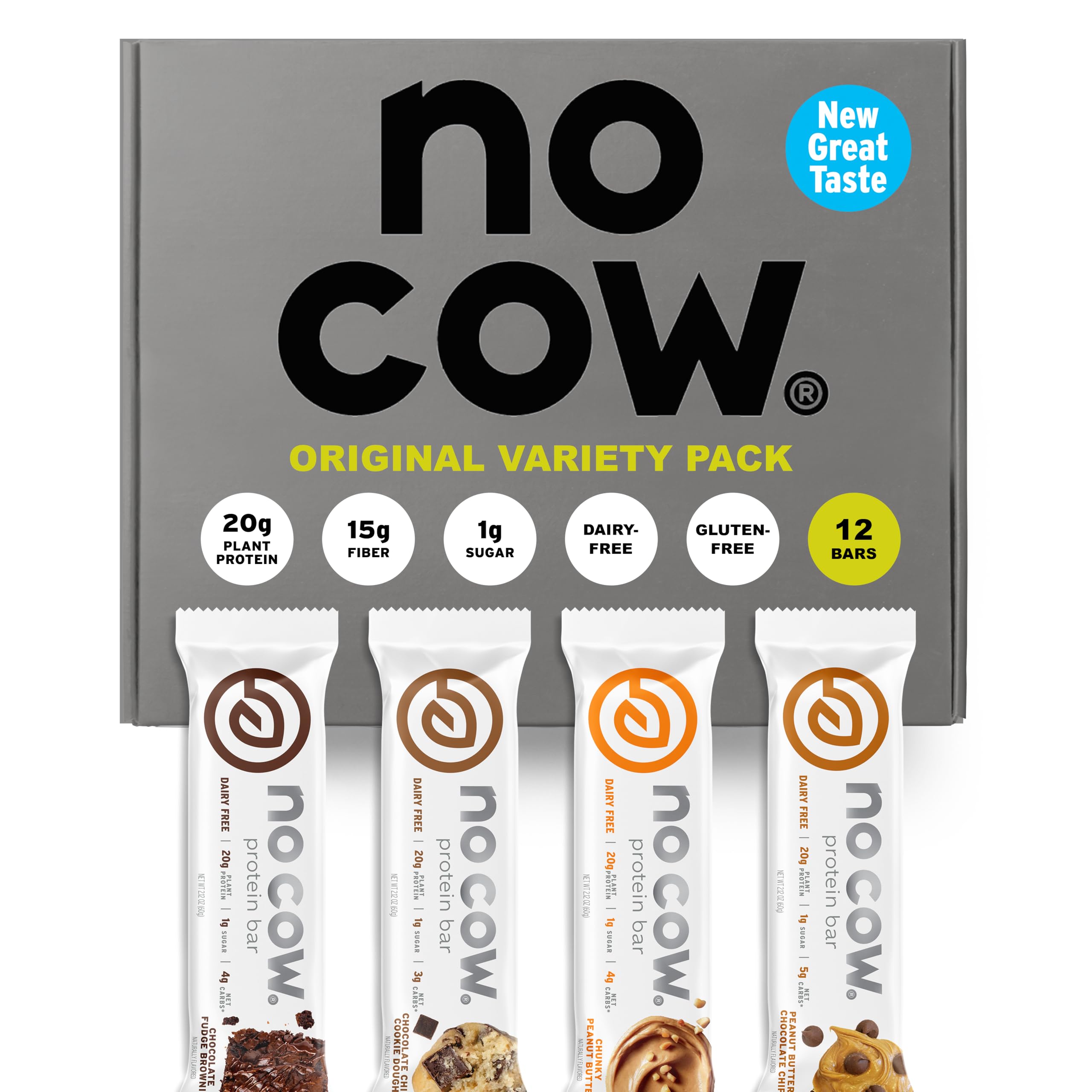 No Cow empaque frontal mostrando variedad y beneficios nutricionales