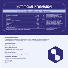 No Days Wasted etiqueta con lista de ingredientes clave y beneficios claros