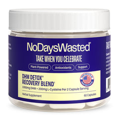 No Days Wasted frasco frontal mostrando 60 cápsulas y diseño práctico