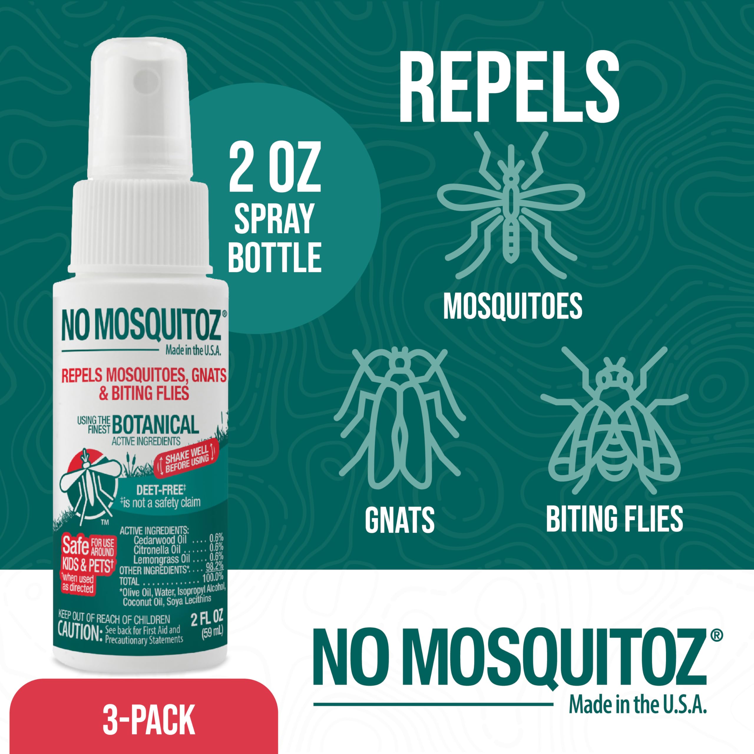 Botella No Mosquitoz en mano para comparar tamaño práctico de viaje