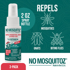 Botella No Mosquitoz en mano para comparar tamaño práctico de viaje