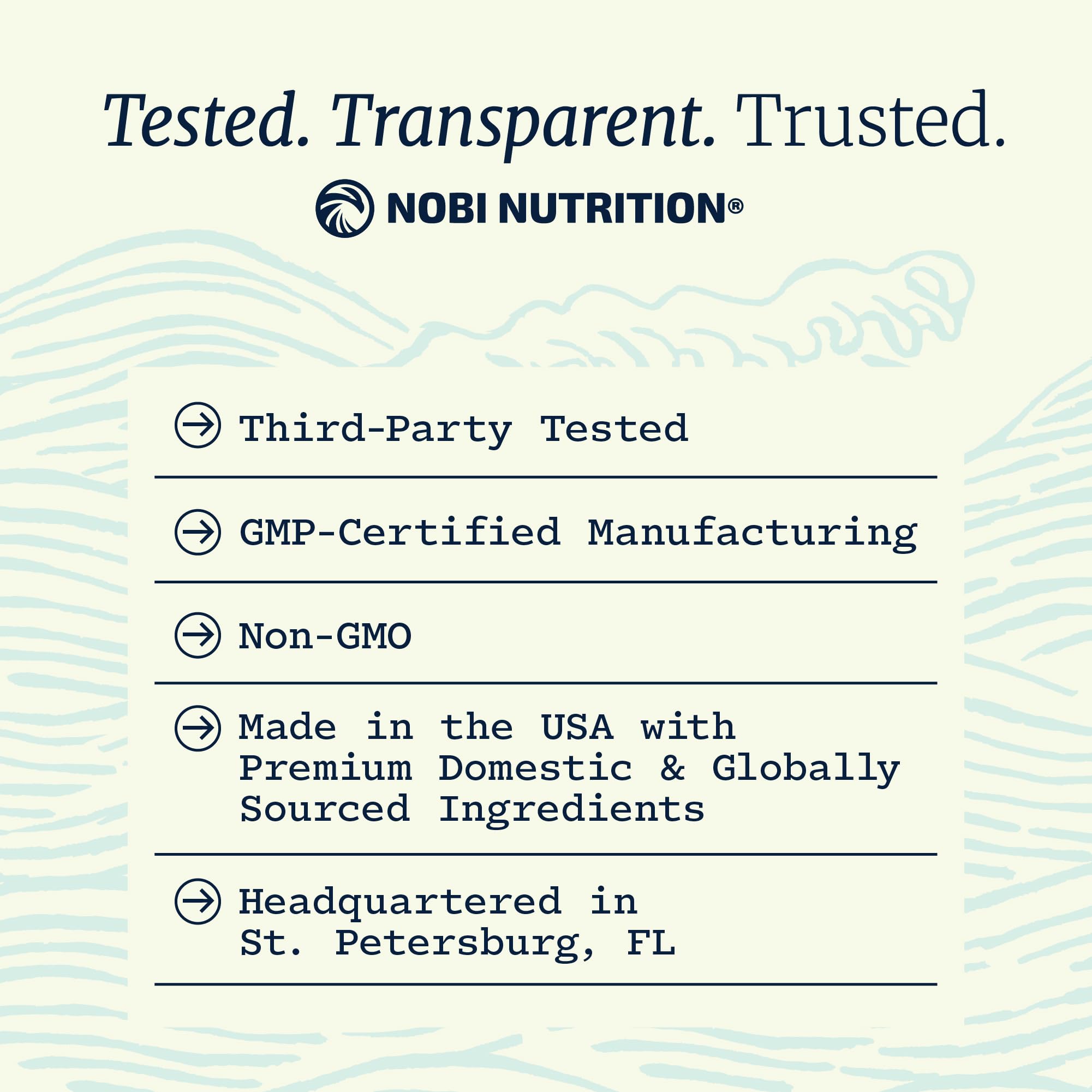 Nobi Nutrition sello GMP y prueba de terceros para garantía de calidad