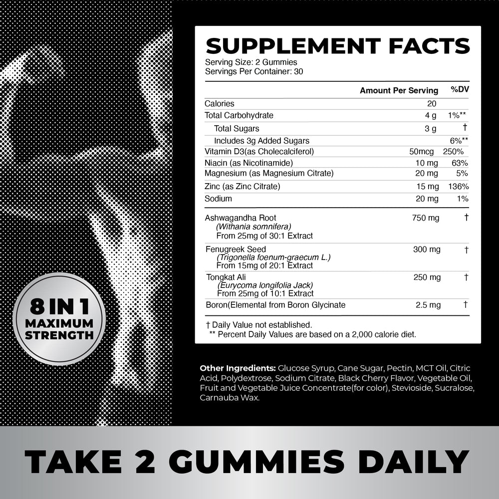 Nobi Nutrition hombre en gimnasio tomando gomita para energía y rendimiento
