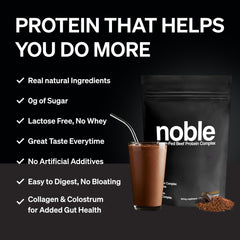 Noble Origins detalle colágeno y colostro aporte nutritivo biodisponible
