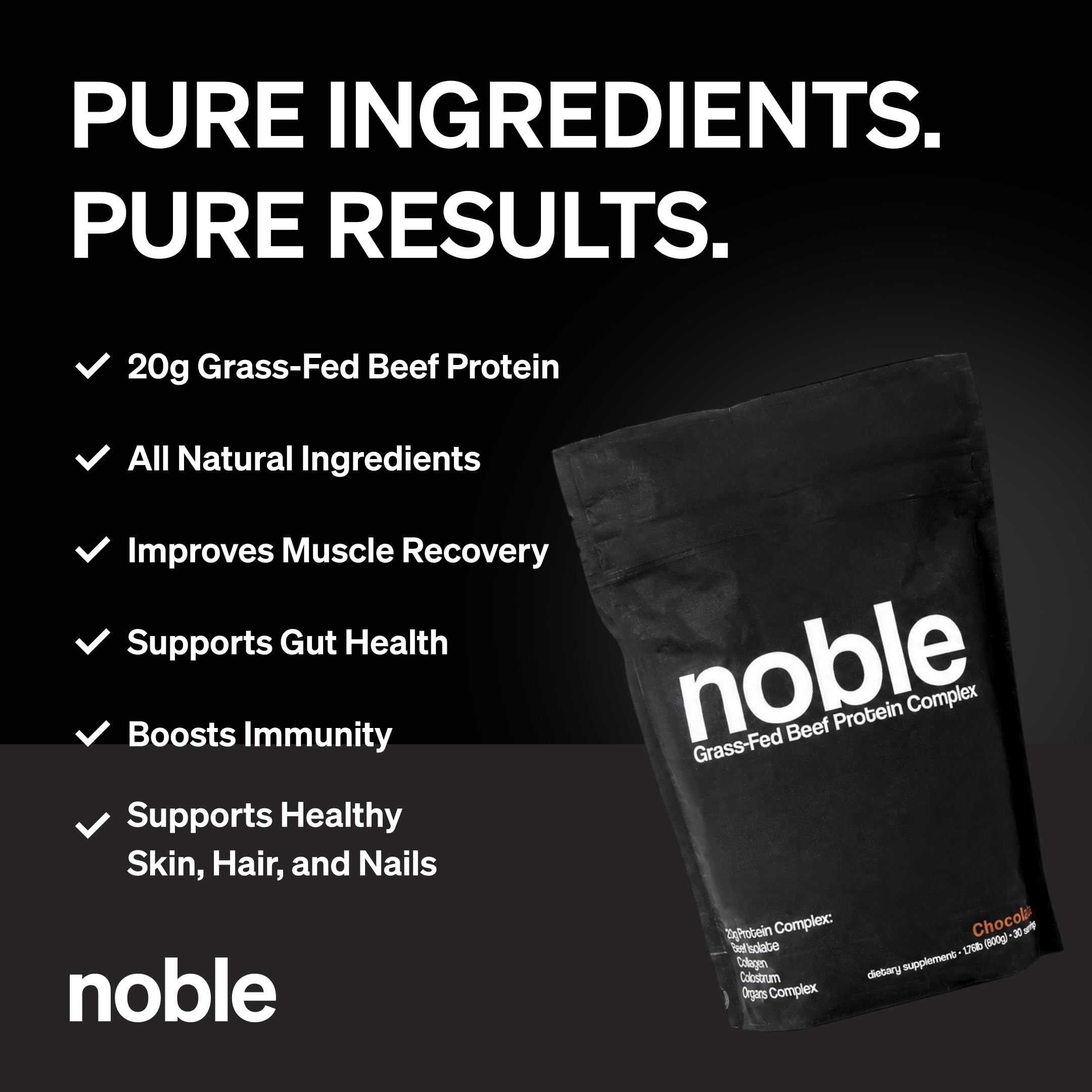 Noble Origins etiqueta ingredientes orgánicos y perfil nutricional claro